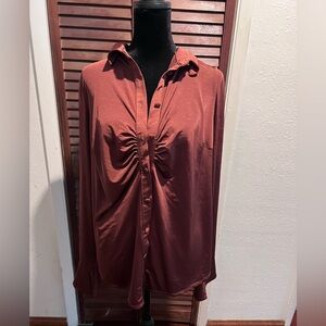 ASOS silky button down, long sleeve too.